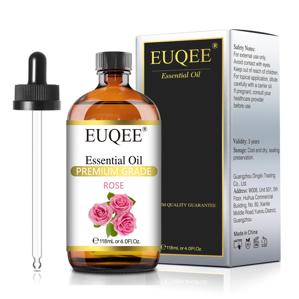 EUQEE 118ml Essential Oils – Lavender, Jasmine, Eucalyptus, Vanilla & Peppermint with Glass Dropper