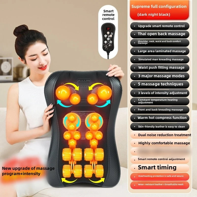 JAIYORL Shiatsu Neck Massage Pillow Electric Cushion Back Massager Deep with Heat Tissue Kneading for Shoulder Relax Muscles