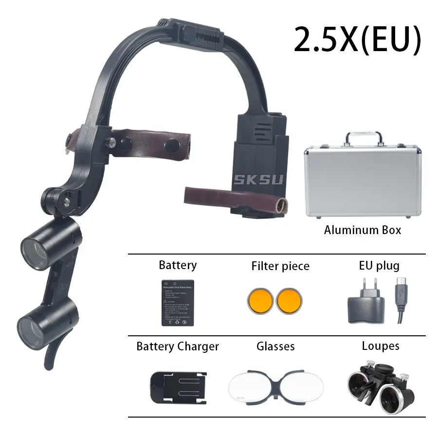 Binocular Dental Loupe with LED Surgical Headlight – 2.5X & 3.5X Magnification