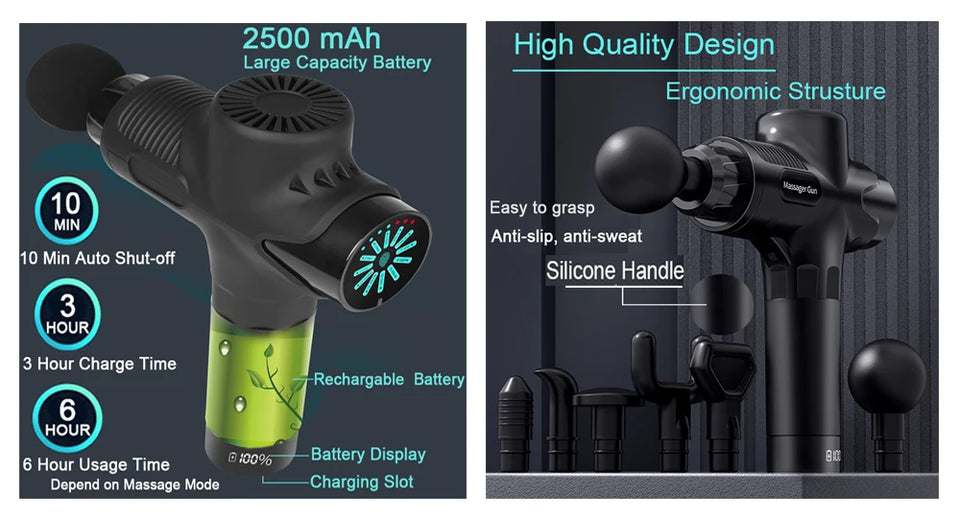 24V Professional Massage Gun with Hot & Cold Therapy – 12 Head Deep Tissue Fascia Massager