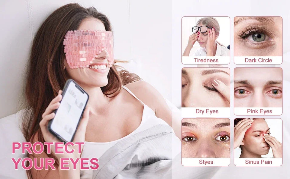 Natural Rose Quartz Eye Mask Massager Jade Relax Sleep Massage Tools Care Stone Face Cooling Sleep Mask