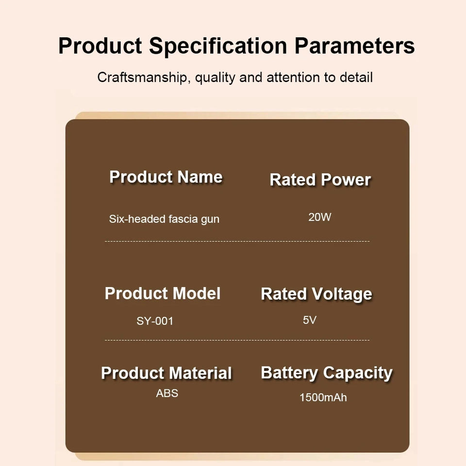 6-Head Massage Gun – Deep Tissue Percussion Massager for Neck, Spine & Full Body Muscle Relief