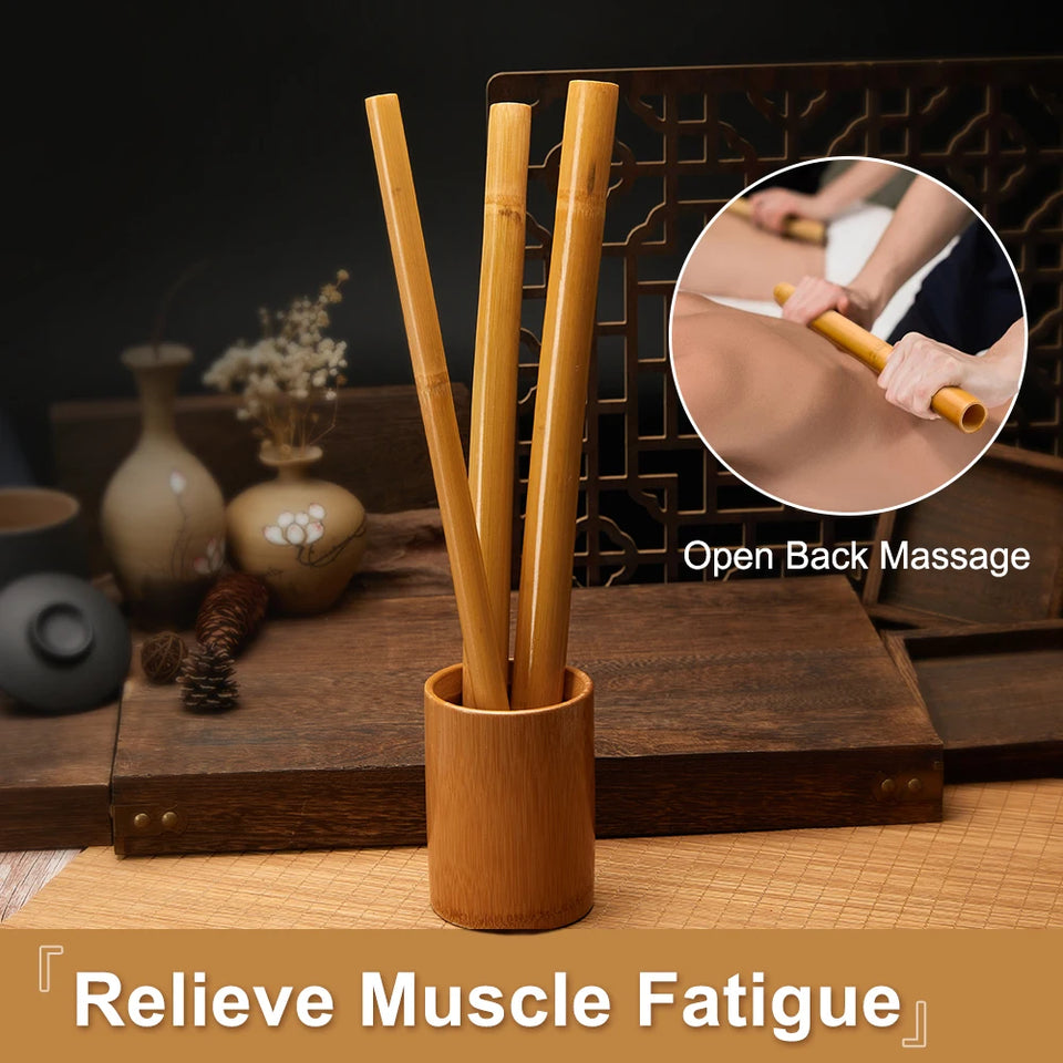 Natural Bamboo Massage Stick Wood Therapy Stick Gua Sha Massage Wood Therapy Tools for Body Contour Cupping Gua Sha Massager