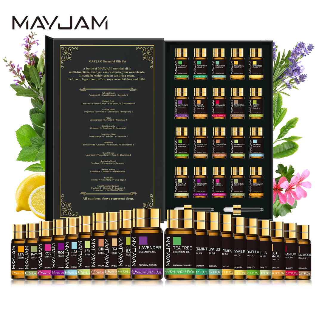 Optimized Product Name: MAYJAM 20-Piece Pure Natural Essential Oils Gift Set – Sandalwood, Lemongrass, Lavender, Bergamot, Eucalyptus, Rosemary & More