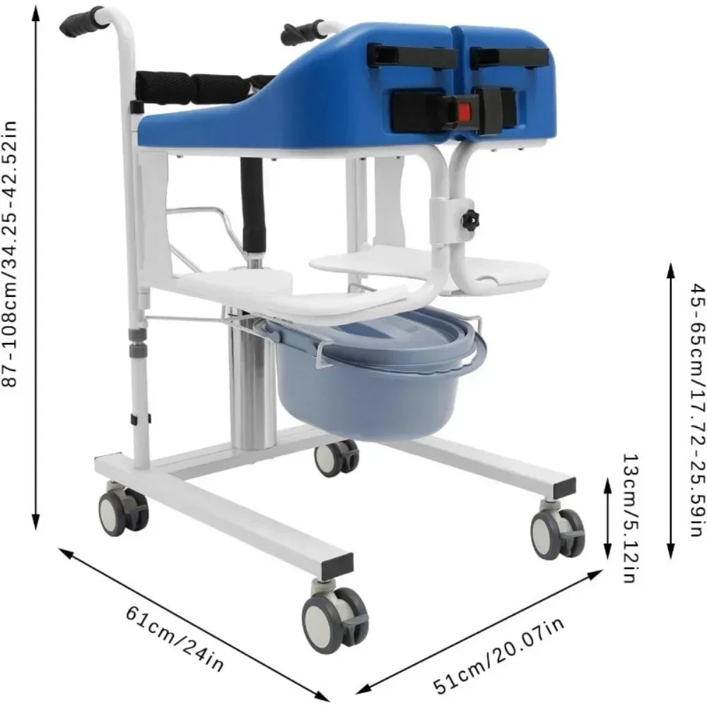 Elderly Shower & Transfer Chair with Wheels – Portable Toilet & Lift Chair for Patient Mobility