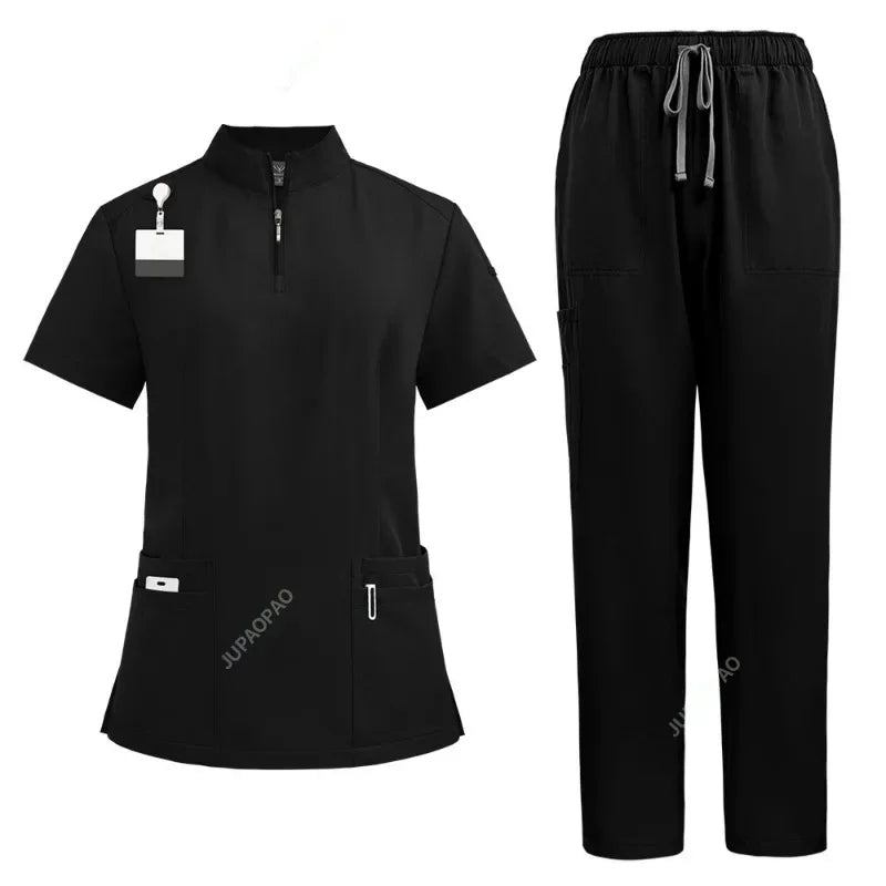 Unisex V-Neck Short Sleeve Medical Scrub Set for Hospital & Dental Work