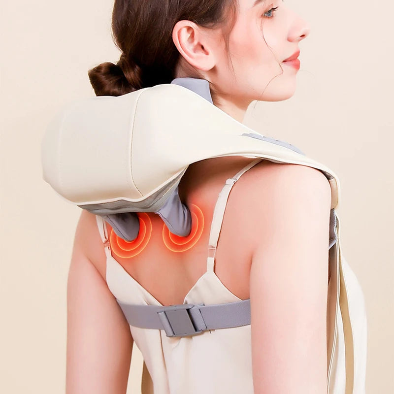 Shiatsu Neck & Shoulder Massager Shawl – Kneading Back and Spine Muscle Relaxer for Home & Car