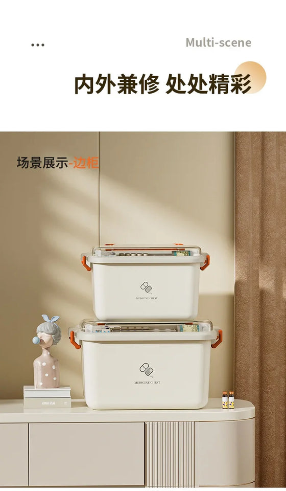 Large Capacity Portable First Aid Kit with Multi-layer Medicine Storage – Family Emergency Medical Box