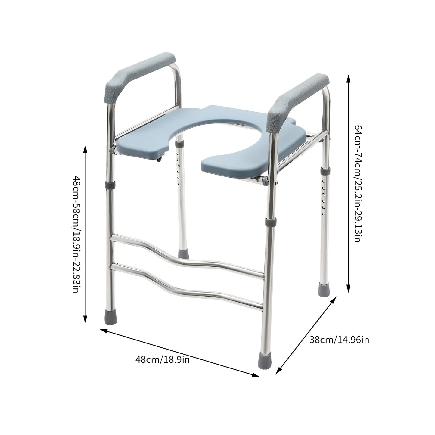 Adjustable Raised Toilet Seat with Handles – Height-Boosting Toilet Riser for Elderly, Pregnant Women & Disabled