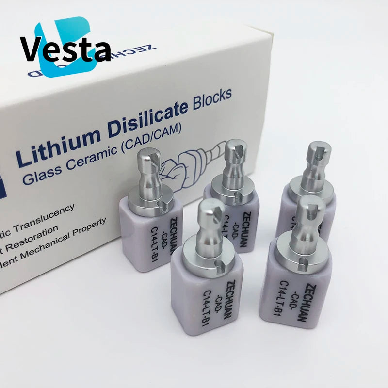 Lithium Disilicate Glass Ceramic Blocks C14 HT/LT – CAD/CAM Sirona Cerec Dental Veneer Material (5pcs/Box)