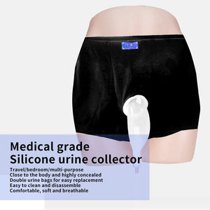 Reusable Male Wearable Silicone Urine Bag with Catheter & Drainage System