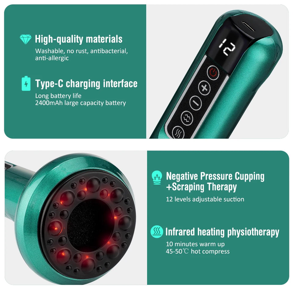 Electric Suction Cupping Therapy Set – Vacuum Massage with Glass Jars for Anti-Cellulite, Slimming & Guasha Therapy