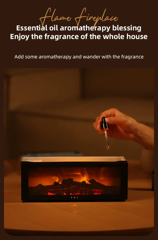 Colorful Flame Aroma Diffuser – 150ml Waterless Air Humidifier with Remote & Timer