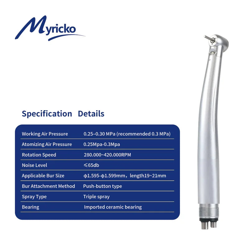 High-Speed LED Dental Handpiece – Straight Turbine Drill with Electric Motor for Dentistry