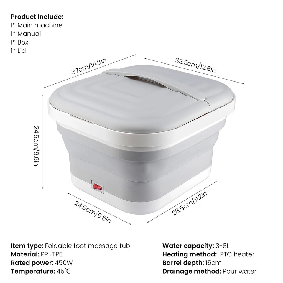 Portable Thermostatic Foot Massage Tub Foldable Plus Tropical Automatic Foot Bath Tub For Home To Promote Blood Circulatio