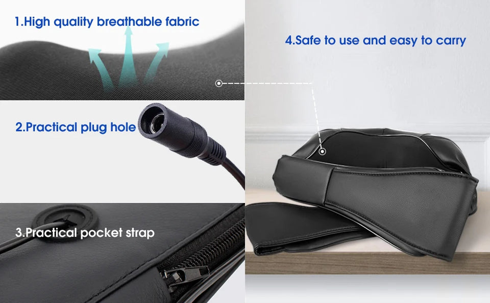 Shiatsu Neck & Shoulder Massager Pillow – U-Shaped Heated Deep Kneading Back & Body Massager