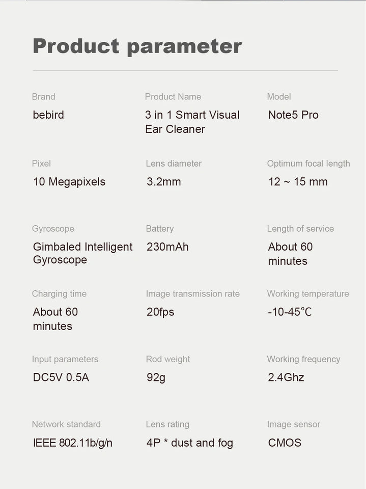 Bebird Note5 Smart Visual Ear Cleaner with Camera & Precision Tweezers – Mini Otoscope Earpick