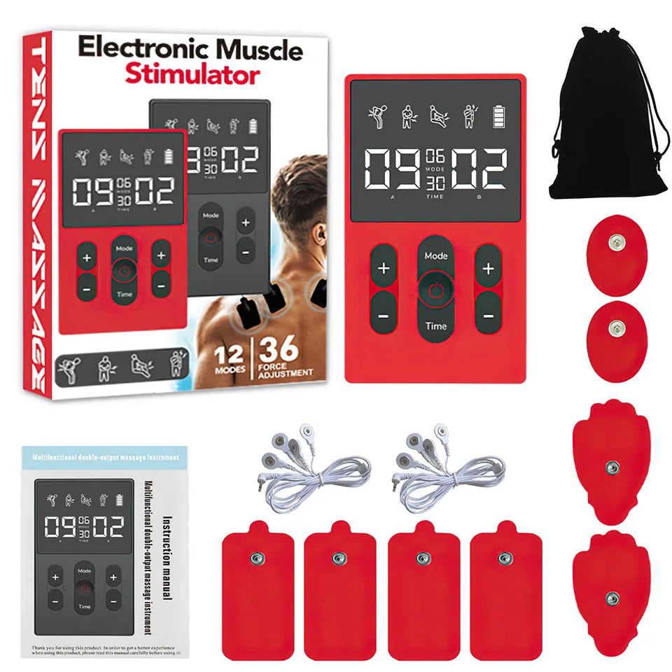 TENS meridian massager EMS multifunctional massager with 12 modes and 36 levels of intensity timed dual channel output massager