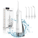 D52 Portable Oral Irrigator & Dental Water Flosser – 300ML, 4 Jet Tips, USB Rechargeable