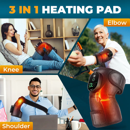 3-in-1 Cordless Physiotherapy Kneepad with Heating – Muscle & Joint Relief Wrap for Shoulder, Elbow & Knee Support