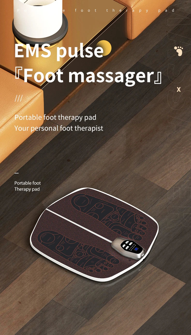 JianYouCare EMS Foot Massager Pad – USB Rechargeable Muscle Stimulator with Remote Control for Blood Circulation & Acupoint Massage