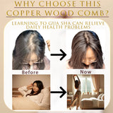 10-Teeth Copper & Wood Massager Comb for Head Meridian Therapy and Relaxation