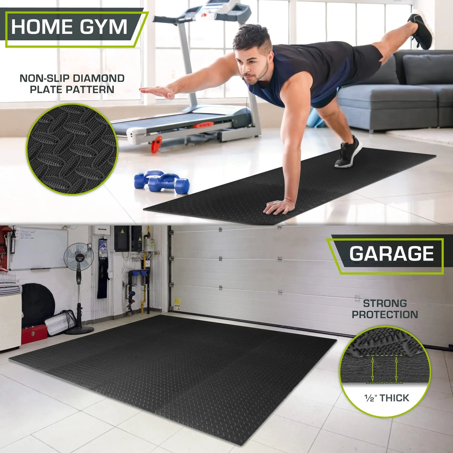 12PCS EVA Foam Gym Floor Mats – Non-Slip, Shock-Absorbing Interlocking Tiles for Fitness & Yoga (30×30cm)