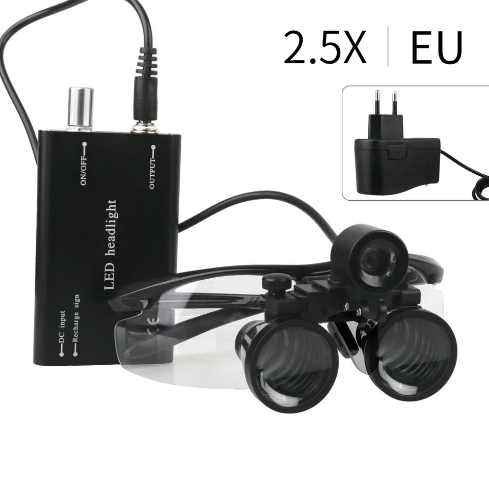 Dental Surgical Loupes 2.5X/3.5X with LED Light – Medical Magnifying Glasses for Dentistry & Surgery