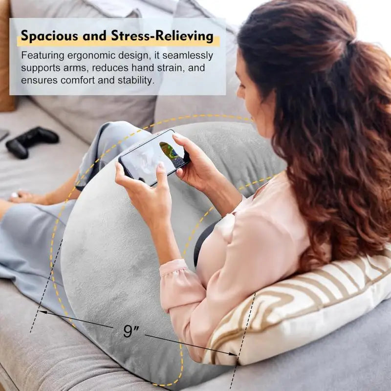 Ergonomic U-Shaped Gaming Pillow – Arm & Elbow Support Lap Cushion for Adults & Kids (Crocheting, Reading, Gaming)