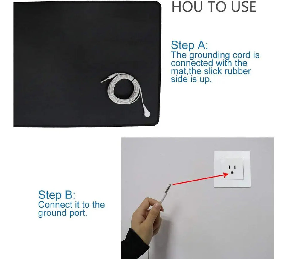 90x60cm Grounding Mat for Improving Sleep Grounding Pad Health With Earthing Cable EMF Recovery Protection Release Electrostatic