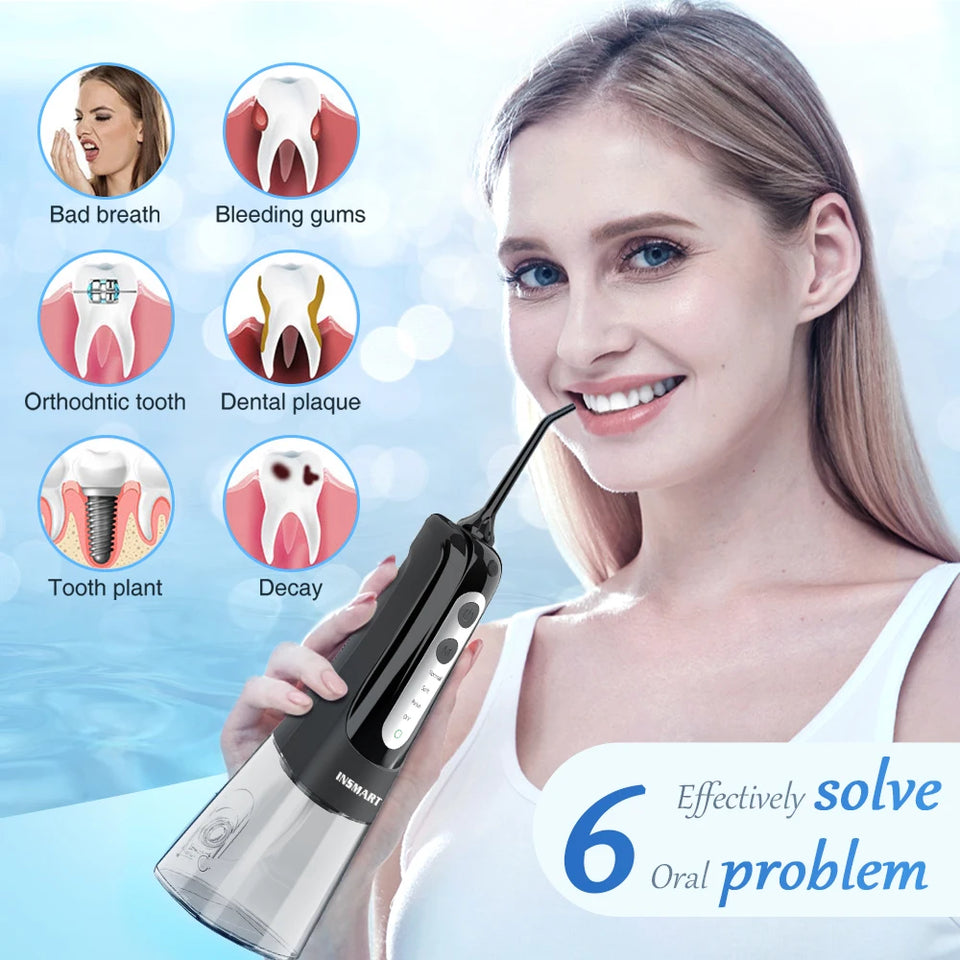 INSMART Portable Oral Irrigator & Dental Water Flosser – 300ML Teeth Cleaner