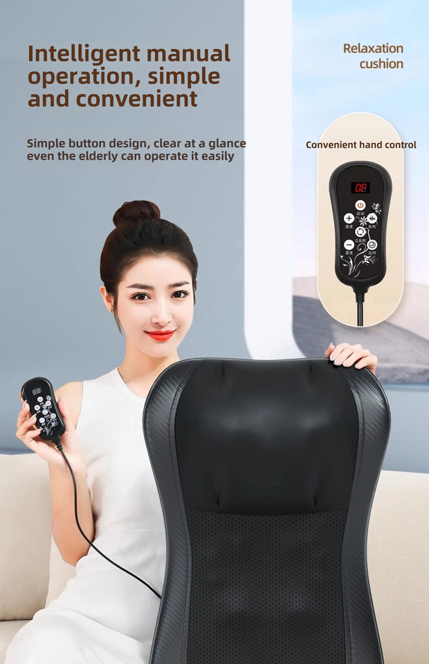 JAIYORL Shiatsu Neck Massage Pillow Electric Cushion Back Massager Deep with Heat Tissue Kneading for Shoulder Relax Muscles