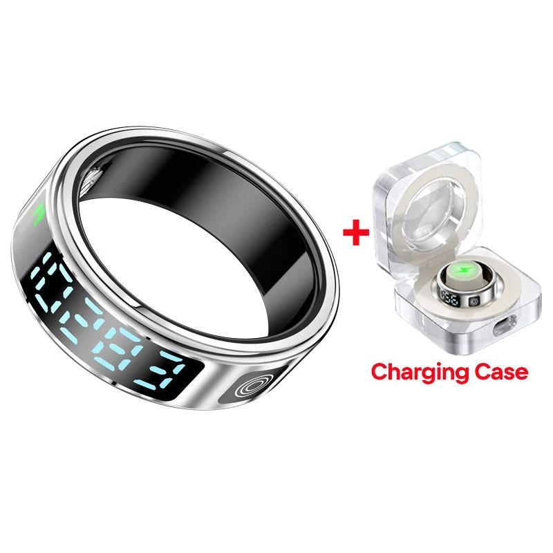 2025 SR08 Smart Ring – LED Display, Heart Rate & SpO₂ Monitor, 5ATM Waterproof Fitness Ring for Men & Women