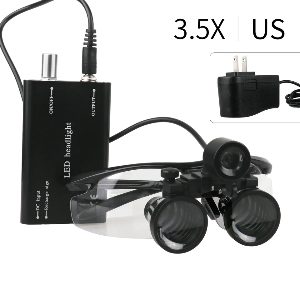 Dental Surgical Loupes 2.5X/3.5X with LED Light – Medical Magnifying Glasses for Dentistry & Surgery