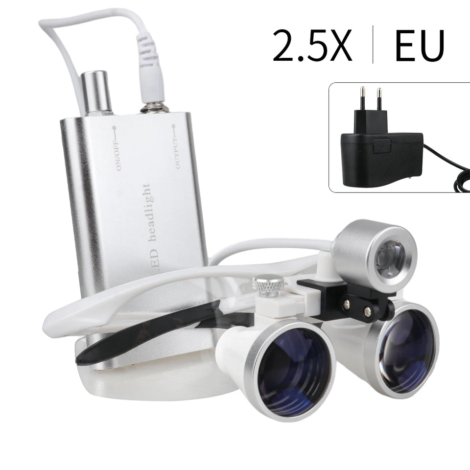 Dental Surgical Loupes 2.5X/3.5X with LED Light – Medical Magnifying Glasses for Dentistry & Surgery