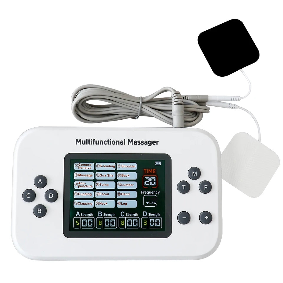 Electric 30 Levels Physiotherapy Machine 4 Output TENS Multifunctional Massager EMS Vibration Nerve Stimulator Relax 8pcs Pads
