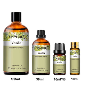 PHATOIL Natural Essential Oils – Vanilla, Peppermint, Bergamot & Eucalyptus (10ml/30ml/100ml)