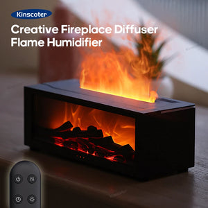 Colorful Flame Aroma Diffuser – 150ml Waterless Air Humidifier with Remote & Timer