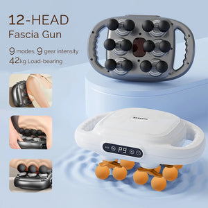 12-Head Fascia Massage Gun – High-Frequency Deep Tissue Muscle Massager
