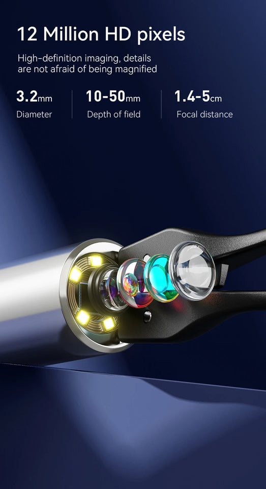 Visual Ear Cleaner with 12MP Camera – Ear Wax Removal Tool with Tweezers, Ear Pick & 6 Ear Spoons