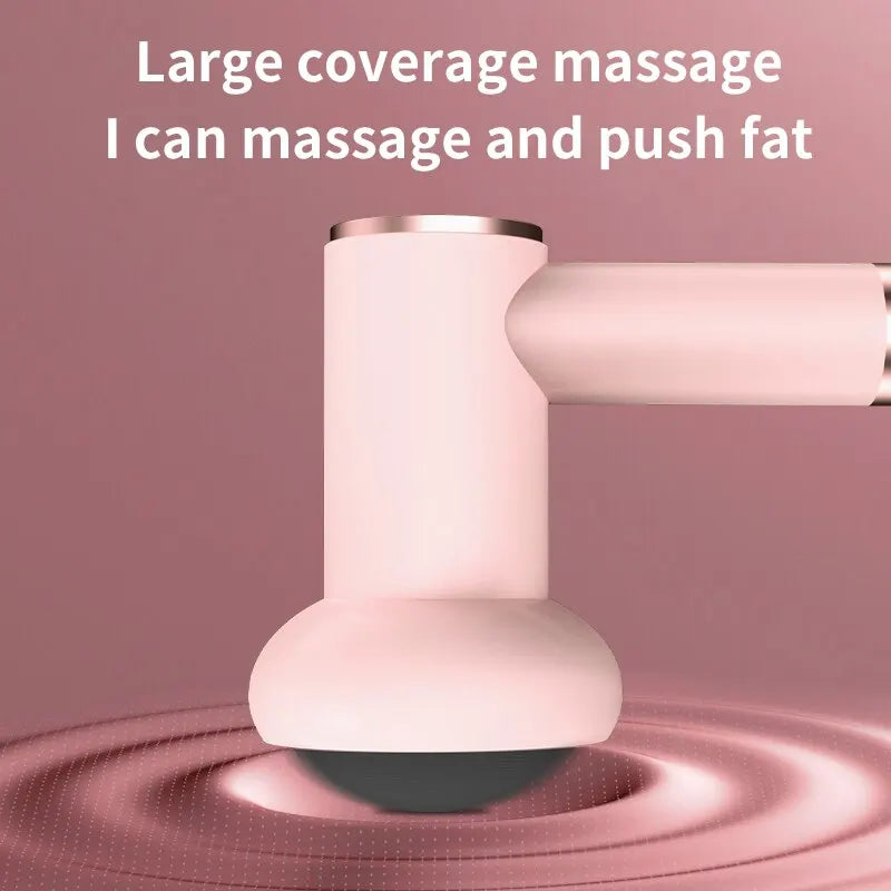 Wireless Charging Massage Gun – Handheld Fat Burning & Muscle Kneading Stick (Pink/White)