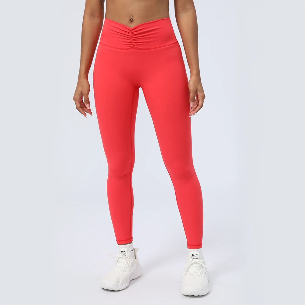 Women’s Seamless Fold-Over Fitness Leggings – Running & Yoga Pants with Butt-Lifting Design