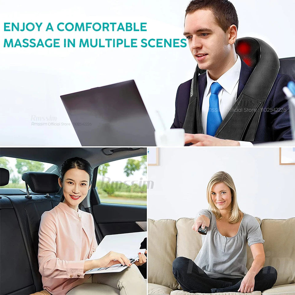 Shiatsu Neck & Shoulder Massager Pillow – U-Shaped Heated Deep Kneading Back & Body Massager