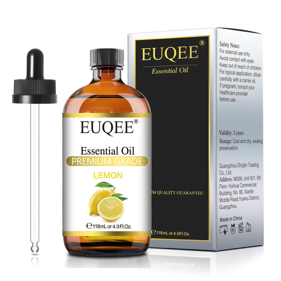 EUQEE 118ml Essential Oils – Lavender, Jasmine, Eucalyptus, Vanilla & Peppermint with Glass Dropper