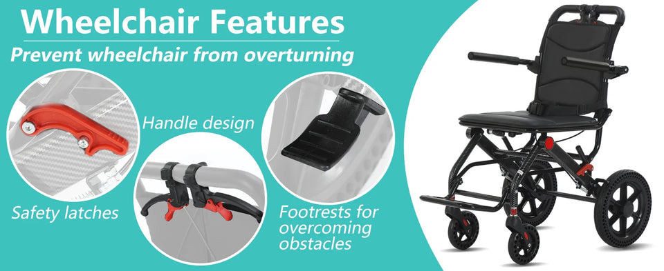 Ultralight Folding Manual Wheelchair – Durable Airline-Approved Transportation Chair for Easy Travel