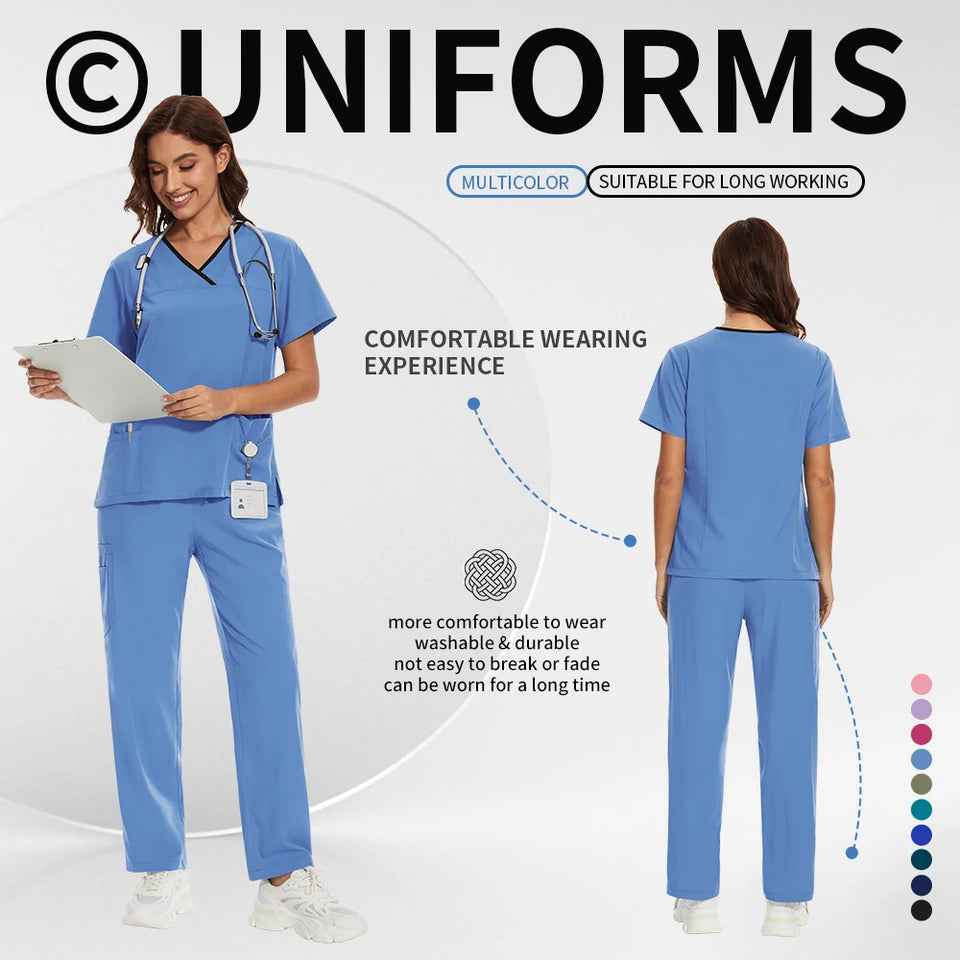 Women’s Medical Nurse Scrubs Set – Unisex Hospital, Clinic, Surgical & Spa Uniforms for Healthcare Professionals