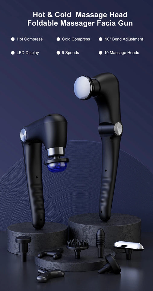 Fascia Massage Gun with Extended Handle – High-Frequency Electric Muscle Massager