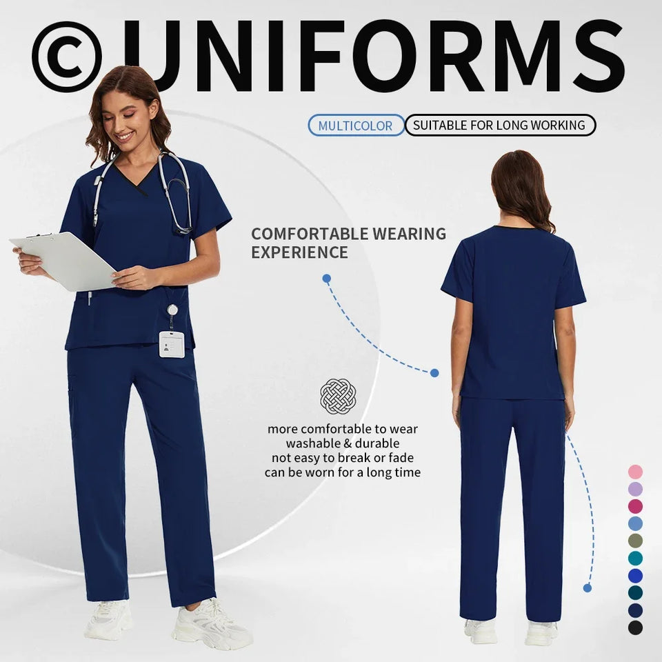 Women’s Medical Nurse Scrubs Set – Unisex Hospital, Clinic, Surgical & Spa Uniforms for Healthcare Professionals