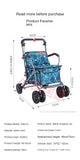 Foldable Four-Wheeled Elderly Shopping Cart Walker – Lightweight Mobility Aid with Walking Stick Support