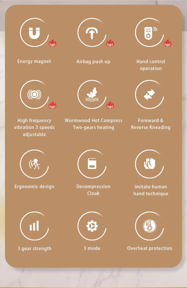 Electric Massage Neck Pillow Shiatsu Head Cervical airbag Ttraction Body Back Waist Massager Car with Heating Vibrating Massage